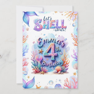 Invitation d'anniversaire de sirène personnalisée