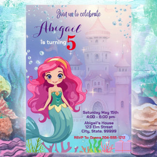Invitation d'anniversaire de Sirène pour enfants