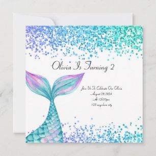 Invitation d'anniversaire de sirène pour les fille