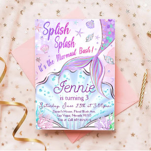 Invitation D'Anniversaire De Sirène Sous La Fête D
