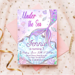 Invitation D'Anniversaire De Sirène Sous La Fête D