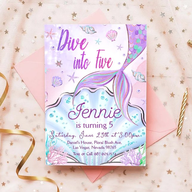 Invitation D'Anniversaire De Sirène Sous La Fête D (Créateur téléchargé)