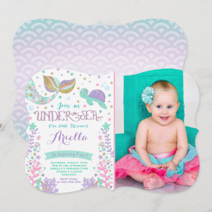 Invitation D'Anniversaire De Sirène Sous La Fête D