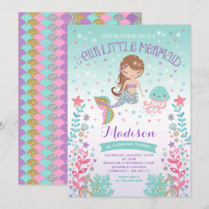 Invitation D'Anniversaire De Sirène Sous La Fête D