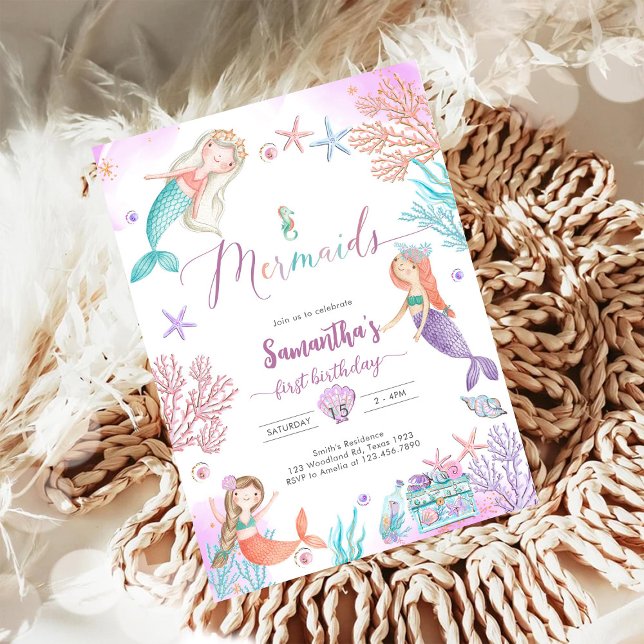 Invitation d'anniversaire de sirène sous la mer (Créateur téléchargé)