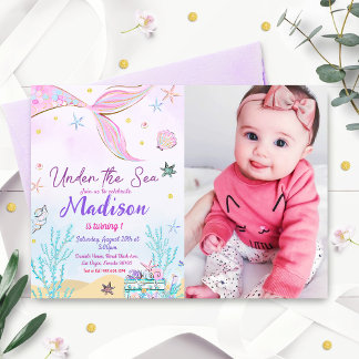 Invitation D'Anniversaire De Sirène Sous La Mer
