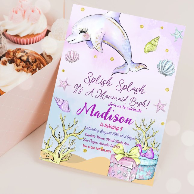 Invitation D'Anniversaire De Sirène Sous La Mer (Créateur téléchargé)