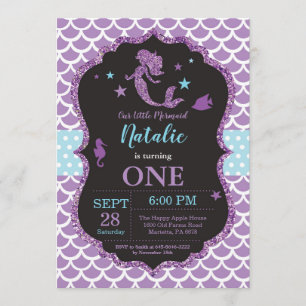 Invitation d'anniversaire de sirène sous la partie