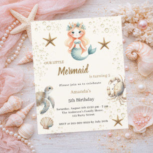 Invitation d'anniversaire de sirène sous l'océan