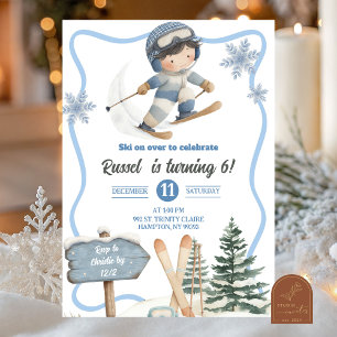 Invitation d'anniversaire de ski pour garçon