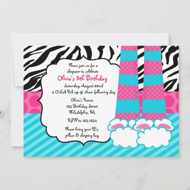Invitation d'anniversaire de Sleepover (Devant)