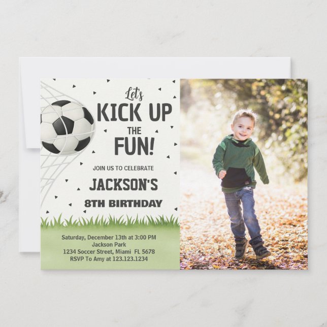 Invitation d'anniversaire de soccer personnalisée (Devant)