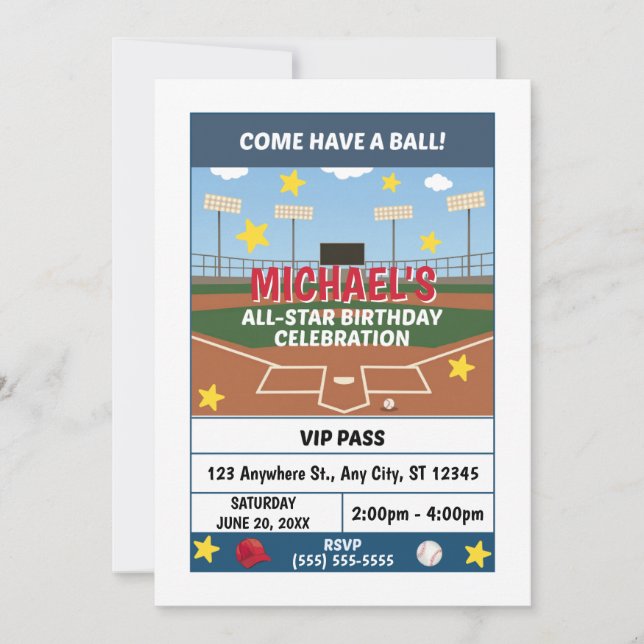 Invitation d'anniversaire de softball (Devant)