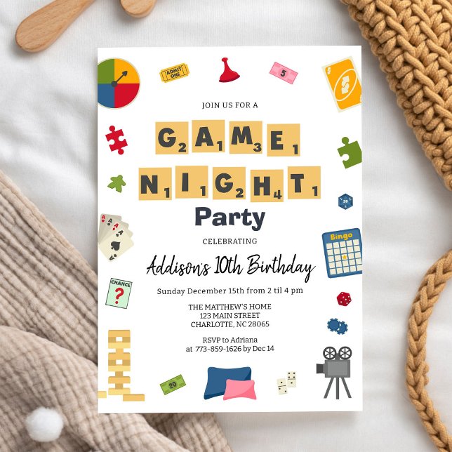 Invitation d'anniversaire de soirée de jeu pour en (Créateur téléchargé)