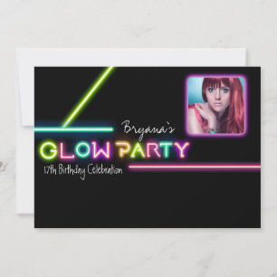 Invitation d'anniversaire de soirée néon GLOW PART