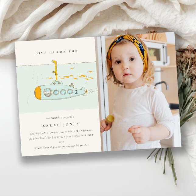 Invitation d'anniversaire de sous-marin sous-marin (Créateur téléchargé)