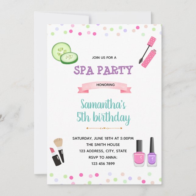 Invitation d'anniversaire de spa mignon (Devant)