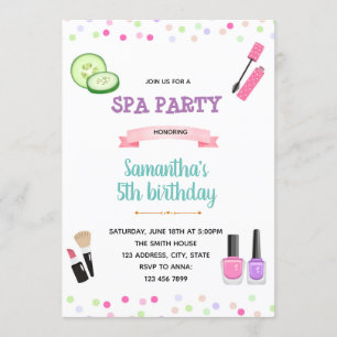 Invitation d'anniversaire de spa mignonne