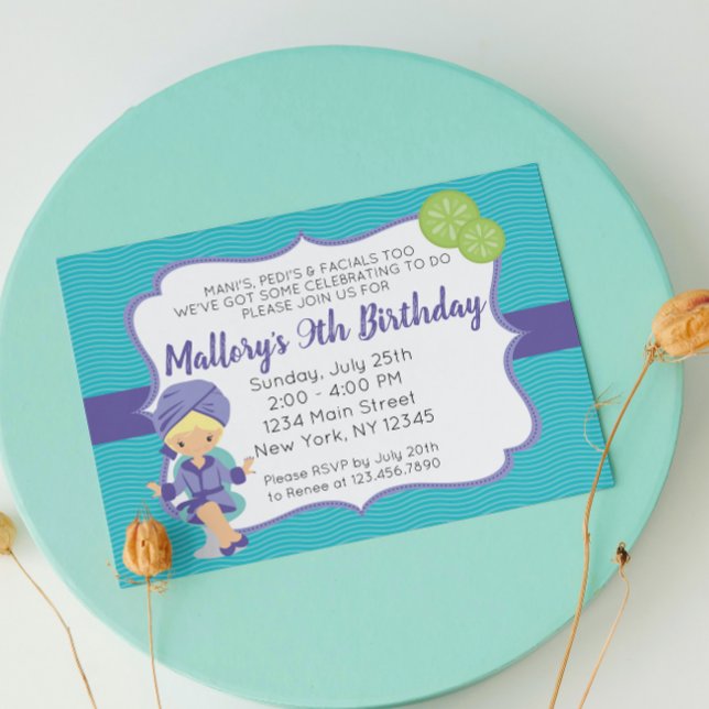 Invitation d'anniversaire de Spa violet (Créateur téléchargé)