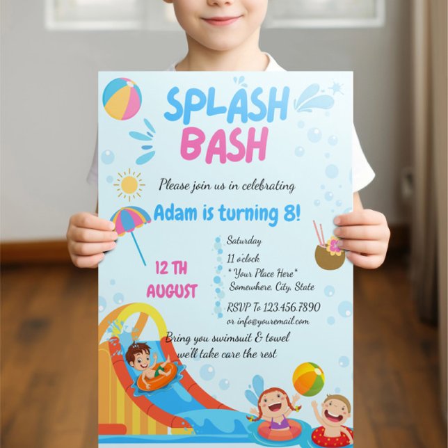 Invitation d'anniversaire de Splash Bash Pool (Créateur téléchargé)