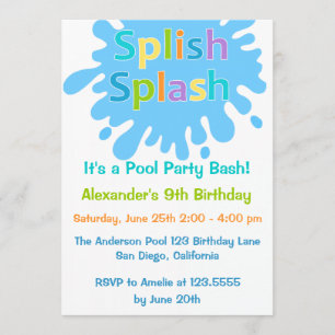 Invitation d'anniversaire de Splish Splash Pool