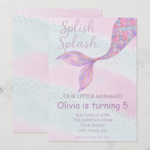 Invitation d'anniversaire de Splish Splash Sirène