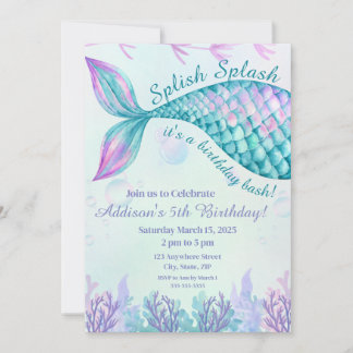 Invitation d'anniversaire de Splish Splash Sirène