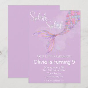 Invitation d'anniversaire de Splish Splash Sirène