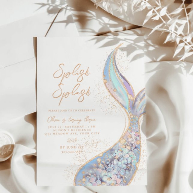 Invitation d'anniversaire de Splish Splash Sirène (Créateur téléchargé)