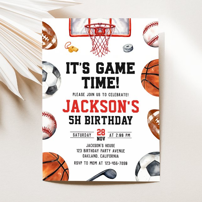 Invitation d'anniversaire de sport (Créateur téléchargé)