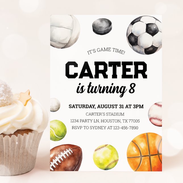 Invitation d'anniversaire de sport (Créateur téléchargé)