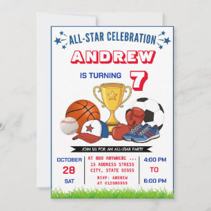 Invitation d'anniversaire de sport d'étoile person