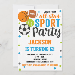 Invitation d'anniversaire de sport étoile