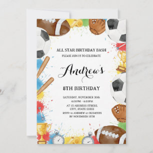 Invitation d'anniversaire de sport personnel pour