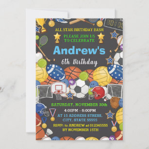 Invitation d'anniversaire de sport personnel pour