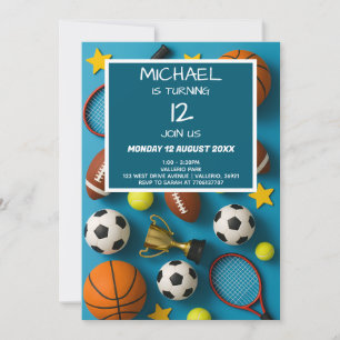 Invitation d'anniversaire de sport pour enfants mo