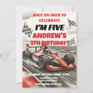 Invitation d'anniversaire de sport Racecar personn