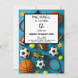 Invitation d'anniversaire de sports pour enfants m