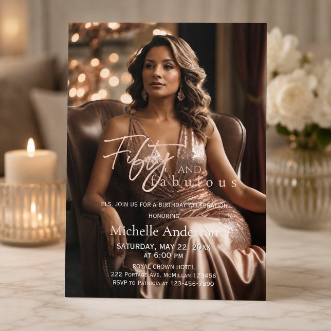 Invitation d'anniversaire de style magazine Rose G (Luxury Photo Birthday Invitation for a Fabulous Celebration)