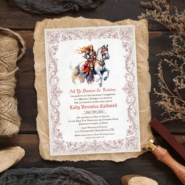 Invitation d'anniversaire de style médiéval Renais (Créateur téléchargé)