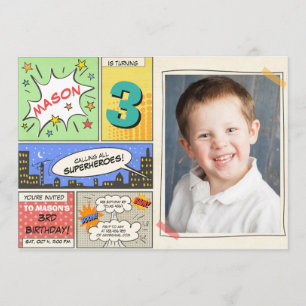 invitation d'anniversaire de super-héros Cartoon V
