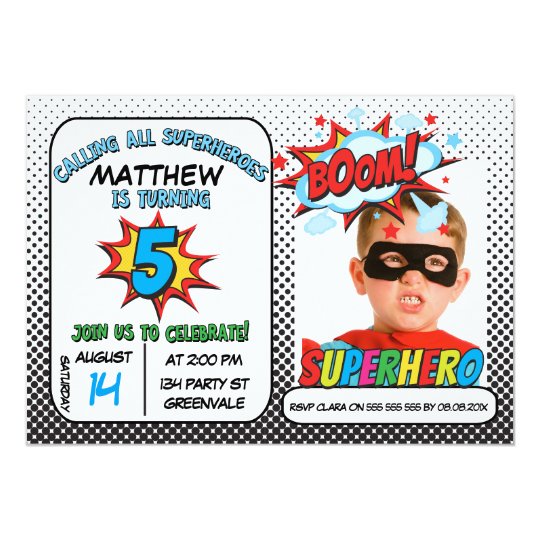 Invitation D Anniversaire De Super Heros De Photo Zazzle Fr