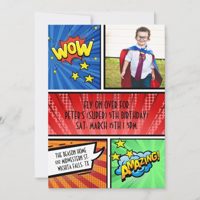 Invitation d'anniversaire de super-héros | Fête de (Devant)