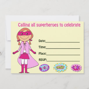 Invitation d'anniversaire de super-héros fille rem