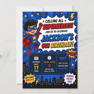 Invitation d'anniversaire de super-héros | Garçon 