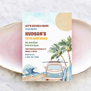 Invitation d'anniversaire de surf de plage