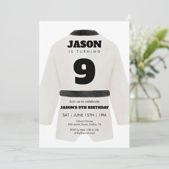 Invitation d'anniversaire de Taekwondo Arts martia (Debout devant)