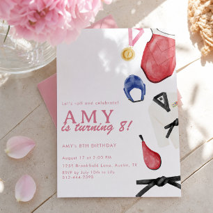 Invitation d'anniversaire de taekwondo fille arts 