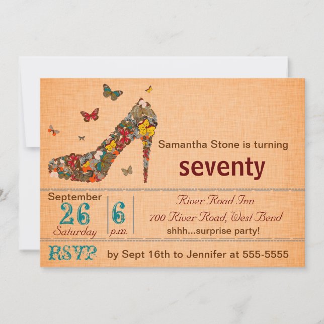 Invitation d'anniversaire de talon haut de (Devant)