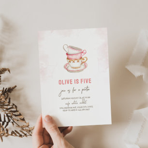 Invitation d'anniversaire de Tea Party minimaliste